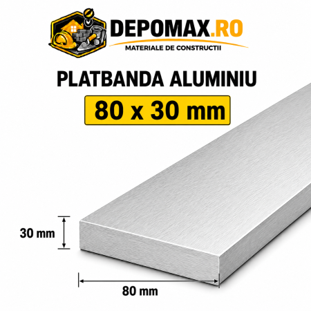 Platbanda aluminiu 80 x 30 mm, 6 metri (EN-AW 6060)
